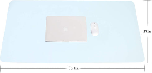 Waterproof PVC Leather Non-Slip Desk Pad, Ultra Thin Large Mouse Pad, Easy Clean Laptop Desk Mat (Sky Blue, 35.4" x 17")