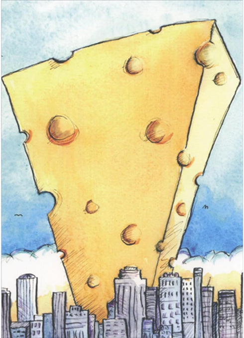 Sellers Publishing RSVP Large Block of Cheese: City Buildings Funny/Humorous Boss's Day Card