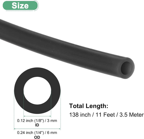 1/8"(3mm) 1/4"(6mm) 11ft(3.5 M METERXITY Silicone Tubing, ID x OD Silicone Rubber Vacuum Tube, M) High Temp Water Air