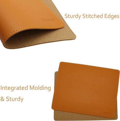 KINOPREV Home,10.2" 8.3",1 Pack Leather Mouse Pad - Wood Mouse Pads with Stitched Edge,PU Non-Slip Mouse Mat,Double