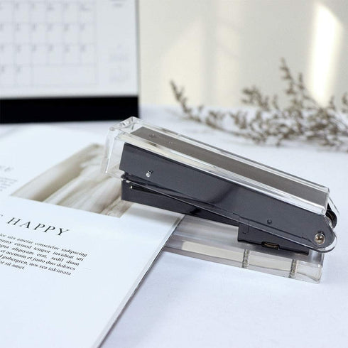 Clear Black Acrylic Stapler Tape Dispenser Set with 950 Pcs 24/6 Rose Gold Staples, Heavy Duty Desk Supplies (Black)