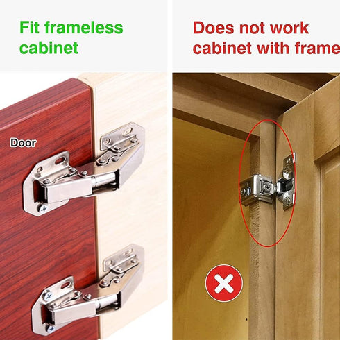 4-Pack Hidden Hinges for Cabinet Doors, Concealed Surface Mount Hinges for Frameless Cabinets