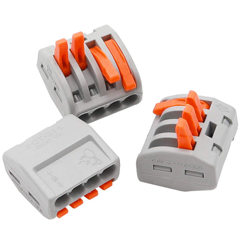 smseace 25 Pcs 4 Port Lever Nut Conductor Compact Wire Connectors for Fast Connection of Multiple Wires