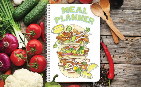 BookFactory Meal Planner Journal, Food Prep Log Book, Wire-O TransLux Cover, 106 Pages, 6'' x 9''