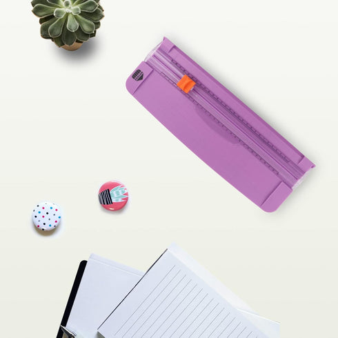 ZEQUAN Small Purple A4 Paper Trimmer, Portable Cutter for Label, Origami, Card, Photo, Coupon, Scrapbook, Cardstock,