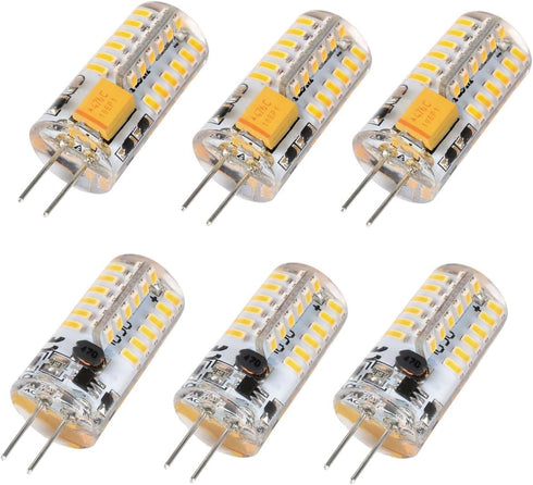 Welitesim 6pcs LED Bulb Bi-Pin Base Lights 3W AC/DC 12V Daylight White 6000K for Outdoor Lighting