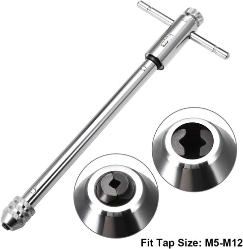 uxcell Adjustable Ratchet Tap Wrench T-Handle, for Metric M5-M12 Thread Taps, 295mm Body