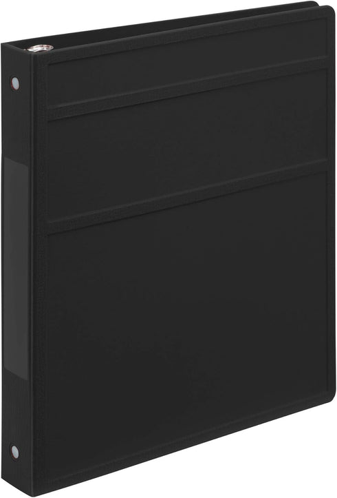 Carstens 1-Inch Heavy Duty 3-Ring Binder - Black, Side Opening, Durable Plastic, Waterproof Cover, Holds 125 Sheets