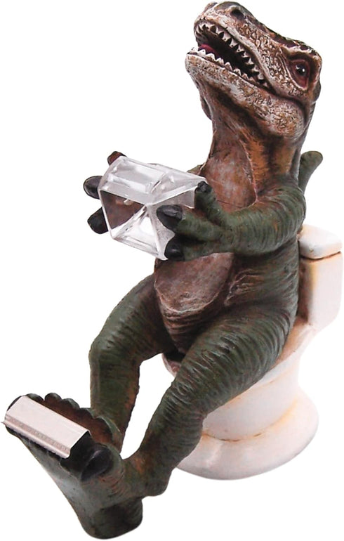 Dinosaur Sitting on a Toilet Tape Dispenser, Unique Desk Accessory, Funny Office Supplies, 5.5 Inches by Wowser
