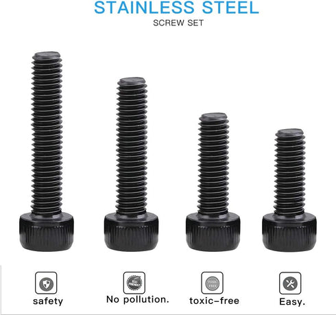 600PCS M3 Nuts and Bolts Assortment Set - Hex Nuts, Washers, Screws, Hex Socket Head Cap Screws - Alloy Steel with