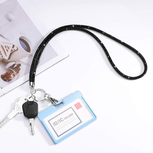 Soleebee Rhinestone Office Lanyard, 31.5'' Bling Neck Lanyard with Metal Clasp & Keyring for Women