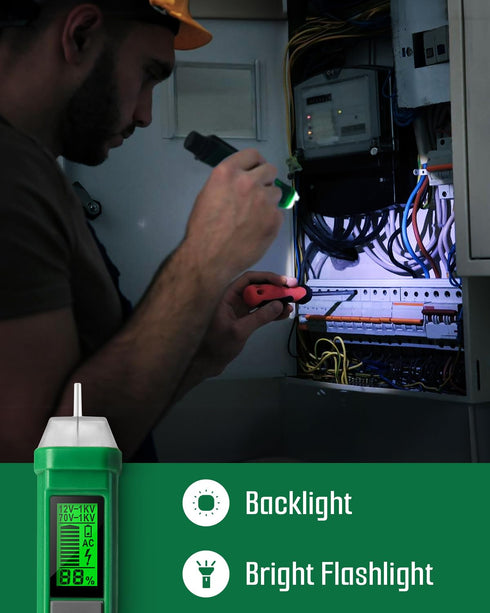 Voltage Tester, TESMEN TN-213 Non-Contact Electrical Tester, AC 12V-/70V-1000V, LCD Display, Buzzer Alarm