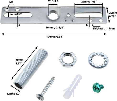 LUORNG 4 Sets 4 Inch Silver Pendant Light Plate Luminaire Mounting Bracket Kit Lamp Crossbar Mounting Bracket Universal