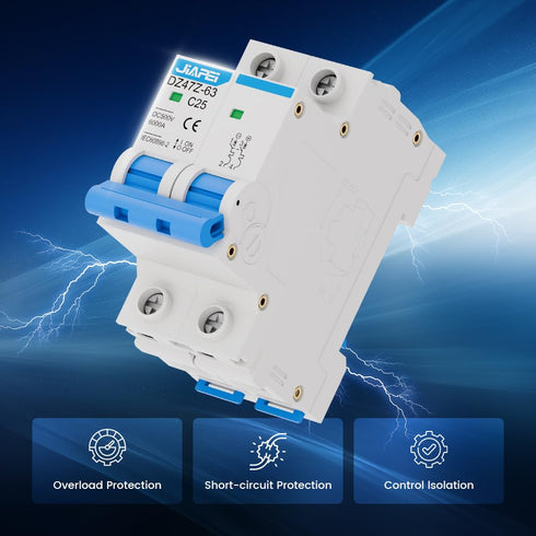 Cnjiapei 500V 2 25 C25 DC Miniature Circuit Breaker, Pole Amp Isolator for Solar PV System, Thermal Magnetic Trip DIN