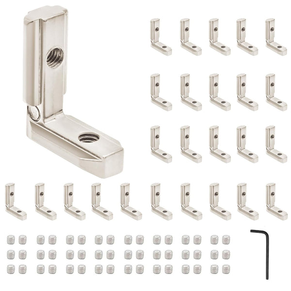 24pcs Seekliny 3030 Aluminum Extrusion Connector Corner Bracket, Joining 3030 Hardware T-Slotted Accessories with