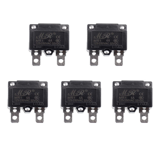 5Pcs 4Amp AUTO Reset Thermal Circuit Breaker 125/250V AC 32V DC Overload Protector Switch Relay Fuse