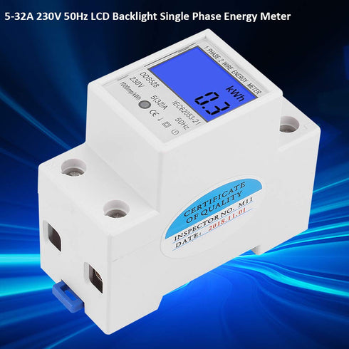 Single Phase Energy Meter 230VAC LCD KWH Electric Meter 5-32A for Electricity Usage Monitoring
