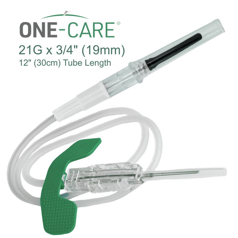 21Ga 3/4", 12'' 100 Sets, 5052 ONE-CARE x Lab Dispensing Accessories for Measuring, Butterfly, Tube. Hldr, Ergo-Shield