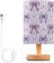 ALAZA Bedside Table Lamp for Bedroom Purple Bow Nightstand LED Light Lamps