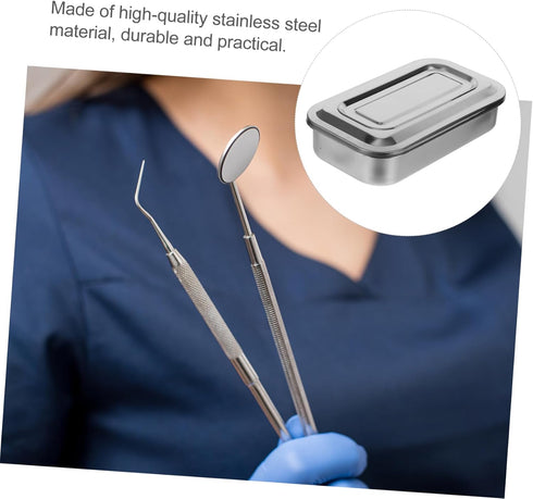 8 Inch Stainless Steel Medical Instrument Tray with Lid - Ideal for Home and Salon Use