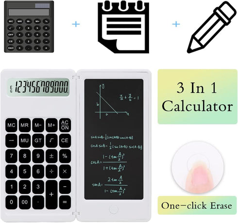 Calculator,calculators Desktop with Writing Screen, Large Display, and Quiet Design - Ideal for Students and Office Workers (White)