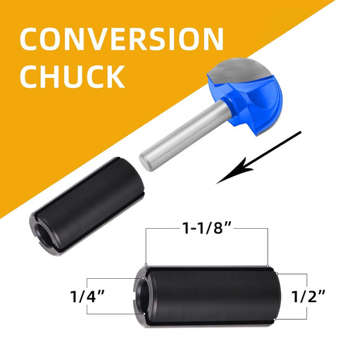 8Pcs Cemented Carbide Router Bit Cove Box for Woodworking, 1/4" Shank Round Nose, Cutting Diameter 1/4" to 1"
