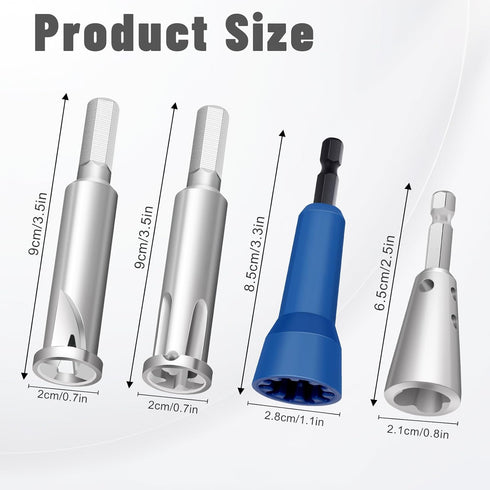 4 Pcs Wire Twister Tool for Drill, Wire Nut Twister and Stripper Tool Connector Driver with 1/4" Chuck