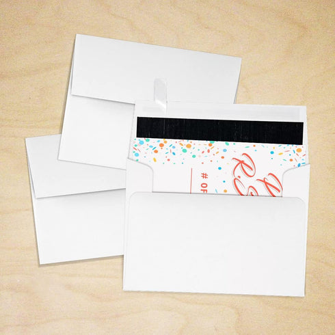 LUXPaper A2 Foil Lined Invitation Envelopes | 4 3/8" x 5 3/4" | White w/Black LUX Lining | 70lb. Text | 50 Qty