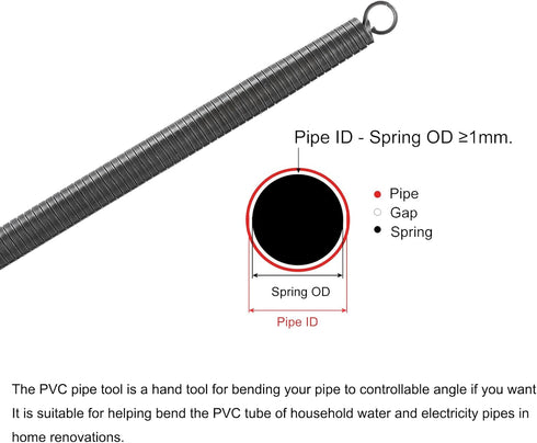 MECCANIXITY Spring Tube Bender for 3/8" PVC Pipe, OD 12 mm/0.5", 520 mm/20.5" Long, Steel Pipe Bending Tool