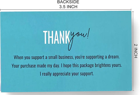 RXBC2011 Pack 100 Thank You for your support Cards Handwritten Lettering Design Thank you small business Card of (Aqua)