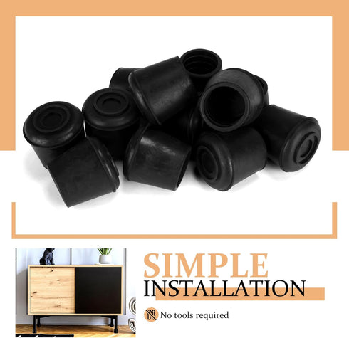 3/4" 12 Pack) VOCOMO Round Rubber Chair Leg Tips Caps, Chair Leg Floor Protectors Furniture Legs Caps Non Slip Reduce