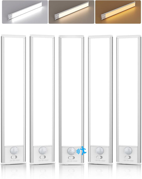 Under Cabinet Lighting,5 Pack Rechargeable Motion Sensor Light Indoor,3 Colors Dimmable,Magnetic Closet