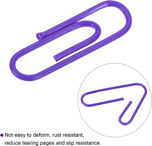 MECCANIXITY 600 Count Small Paper Clips 1.1 Inch, Vinyl Coated Purple Box for Organizing Office Home