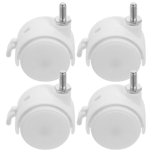 HOODANCOS 4pcs 1.5-inch Small Swivel Caster Wheels with Brake, White Plastic Furniture Replacement