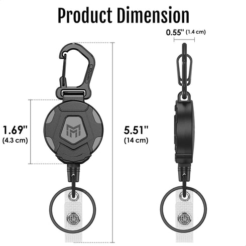 MNGARISTA 2-Pack Heavy Duty Retractable Keychain, Tactical ID Badge Reel with 31.5” Steel Cord, 8.0 oz