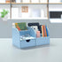 UnionBasic Desk Organizer, Blue Multifunctional Leather Desktop Pen Holder for Business Card, Pen & Mobile Phone