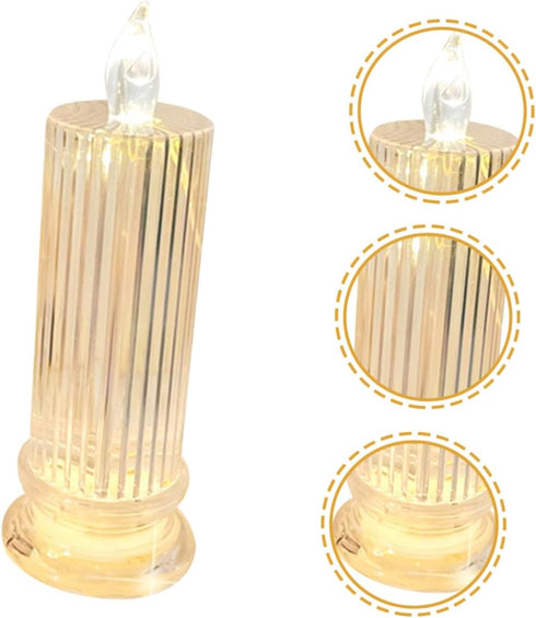 Cabilock LED Candle Light Bedside Night Lamp Crystal Refraction Romantic Atmosphere Decor Battery Operated for Bedroom