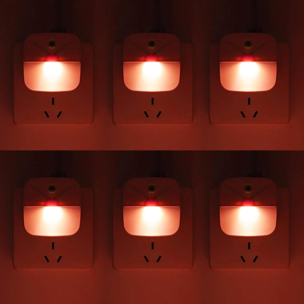 KINUR 6 Pack LED red Night Lights Plug into Wall, Dusk to