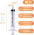 10mL Syringe for Liquid, Food, Oral, Scientific Labs, Measurement, Dispensing, 3 Pack with Press-In Adapter, Big Tip