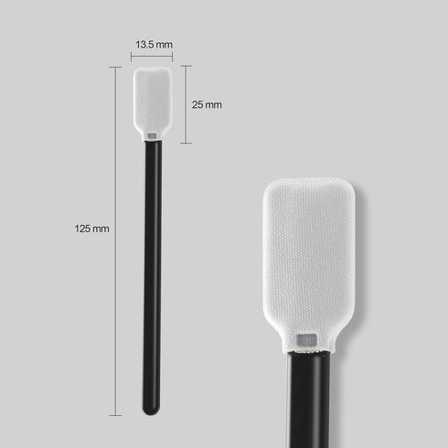 4.92" Wide Square Foam Swabs (200 pcs, Large Flat Square Foam Head 13.5 mm/0.53", Knitted Polyester, Black) Cleanroom Lint Free Wide Foam Cleaning Swabs (A5125BLK)