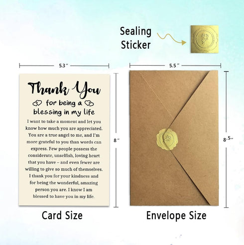 ATTLVV Thank You Card, Appreciation Card, Thank You Gift with Kraft Envelope and Gold Seal Sticker