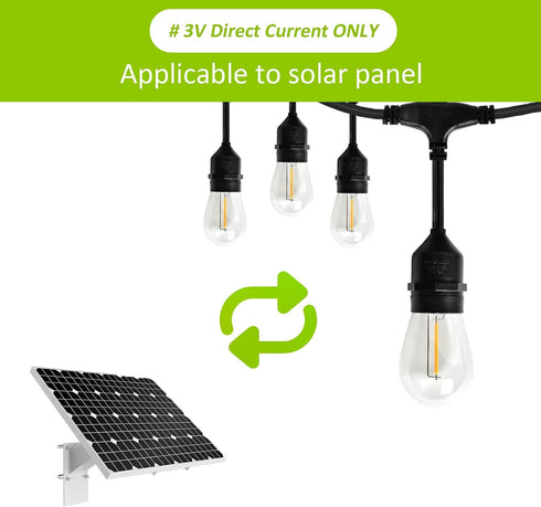 3V Bulbs S14 E26 Bulbs, 1W 100LM 2700K, 15-Pack, Visther DC Low Voltage Solar String Light Replacement, Waterproof LED