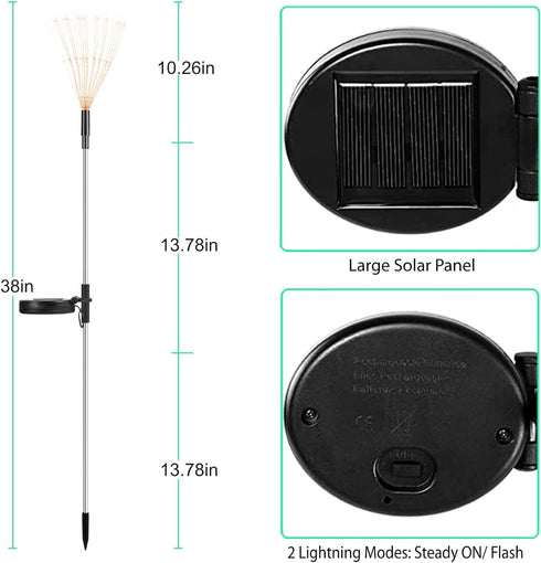 Set of 2 Outdoor Solar Decorative Lights with 210 LEDs, Waterproof Firework Lights for Garden and Pathway