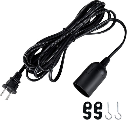 15 E26 Switch(Bulb Simple Deluxe Feet Extension Hanging Lantern Pendant Light Cord with Socket, Featuring an On/Off Not