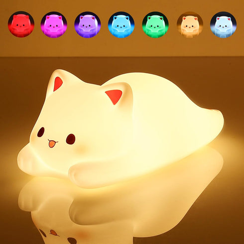 1/3 Dimmable LOVERUIS Cute Night Light for Kids Cat Night-Light Baby Girl Squishy NightLight Hour Timer Kitty Light