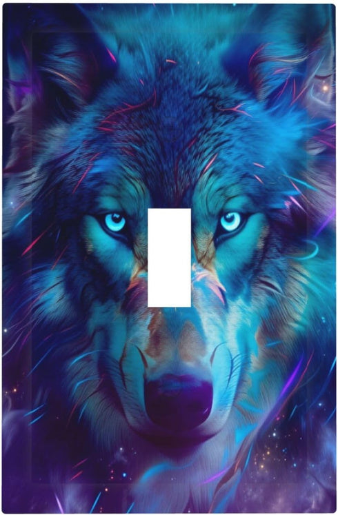 haigof Mystic Wolf Light Switch Cover Wall Plate 1 Gang Single Plates Print