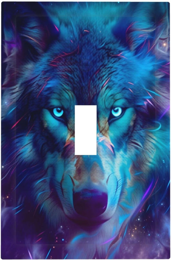 haigof Mystic Wolf Light Switch Cover Wall Plate 1 Gang Single Plates Print