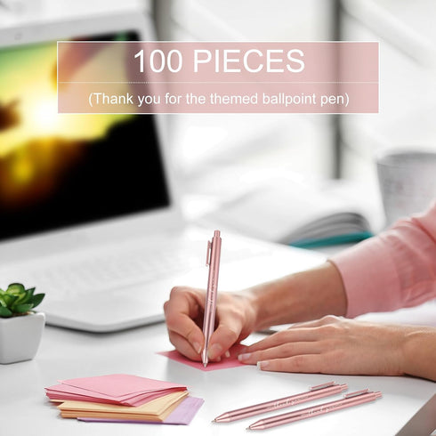 Dispowreath 100pcs Thank You Pens Bulk Cute Multicolor Ballpoint Pen for Server Employee Appreciation Gifts for Social