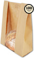 100 Sourdough Bread Bags For Homemade Loaf Kraft Brown Paper Bread Bags with Window and Square Bottom Large Bakery Bag