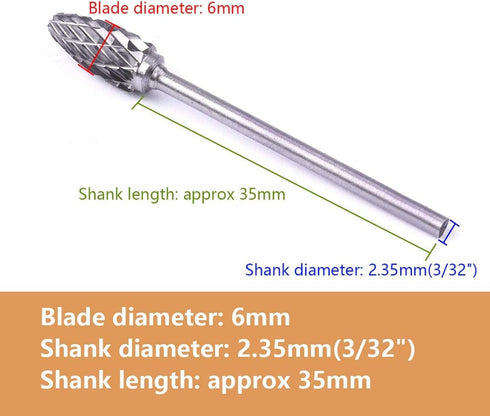 ATOPLEE Carbide Burr Set,10pcs 2.35mm Shank Tungsten Steel Double Cut Rotary Burr Set,Rotary Tool for Woodworking,Drilling, Metal Carving, Engraving, Polishing